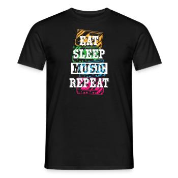 Eat Sleep Music Repeat - Men's T-Shirt - black - Front - AI Model Male 178 light (178cm)