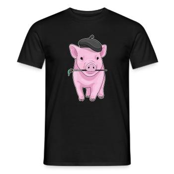 Schwein Maler Pinsel Malen - Männer T-Shirt - Schwarz - Vorne - AI Model Male 178 light (178cm)