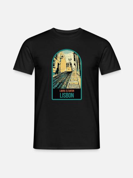 Écusson Funiculaire Lavra, Lisbonne Portugal - T-shirt homme - noir