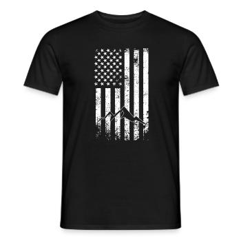Rugged Flag Mountain - Men's T-Shirt - black - Front - AI Model Male 178 light (178cm)