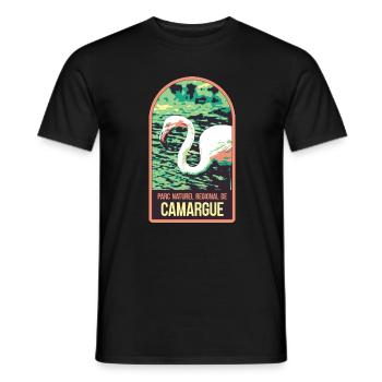 Flamand Rose Camargue : Nature Enchantée - T-shirt homme - noir - Devant - AI Model Male 178 light (178cm)