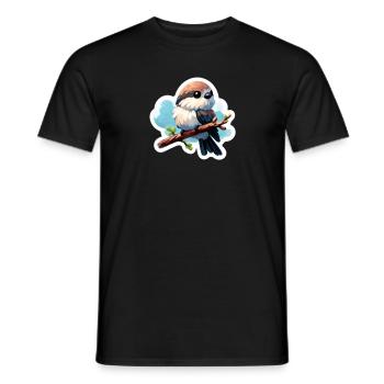 Süßer Vogel auf Ast Sticker - Männer T-Shirt - Schwarz - Vorne - AI Model Male 178 light (178cm)