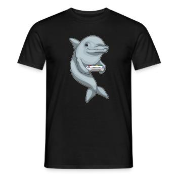 Dolphin Gamer Controller - Men's T-Shirt - black - Front - AI Model Male 178 light (178cm)