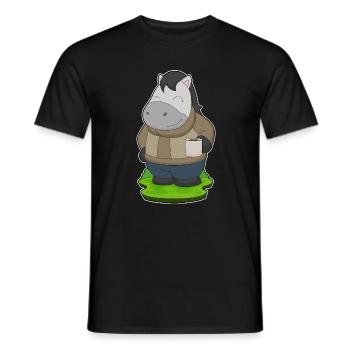 Horse cup of coffee - Men's T-Shirt - black - Front - AI Model Male 178 light (178cm)