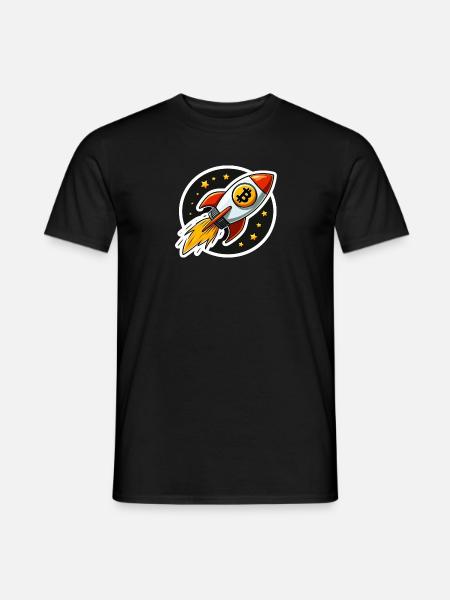 Bitcoin Rakete hebt ab zu den Sternen - Männer T-Shirt - Schwarz