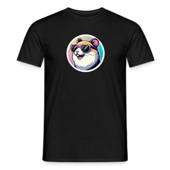 Hamster with sunglasses in pastel - Men's T-Shirt - black - Front - AI Model Male 178 light (178cm)