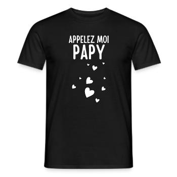 Call Me Pappy – Hearts on Black - Men's T-Shirt - black - Front - AI Model Male 178 light (178cm)
