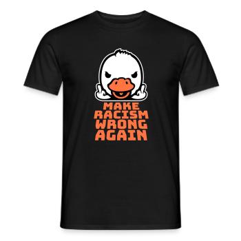 Goose Make Racism Wrong Again Middle Finger Activist - Men's T-Shirt - black - Front - AI Model Male 178 light (178cm)