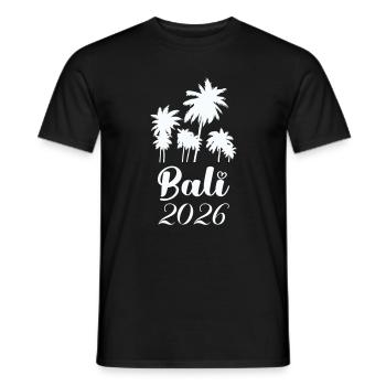 Bali Palm Trees 2026 Tropical Look - Men's T-Shirt - black - Front - AI Model Male 178 light (178cm)
