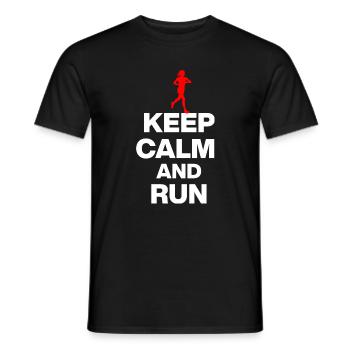 KEEP CALM AND RUN! JOGGING RACING SPORT FIT white - Men's T-Shirt - black - Front - AI Model Male 178 light (178cm)