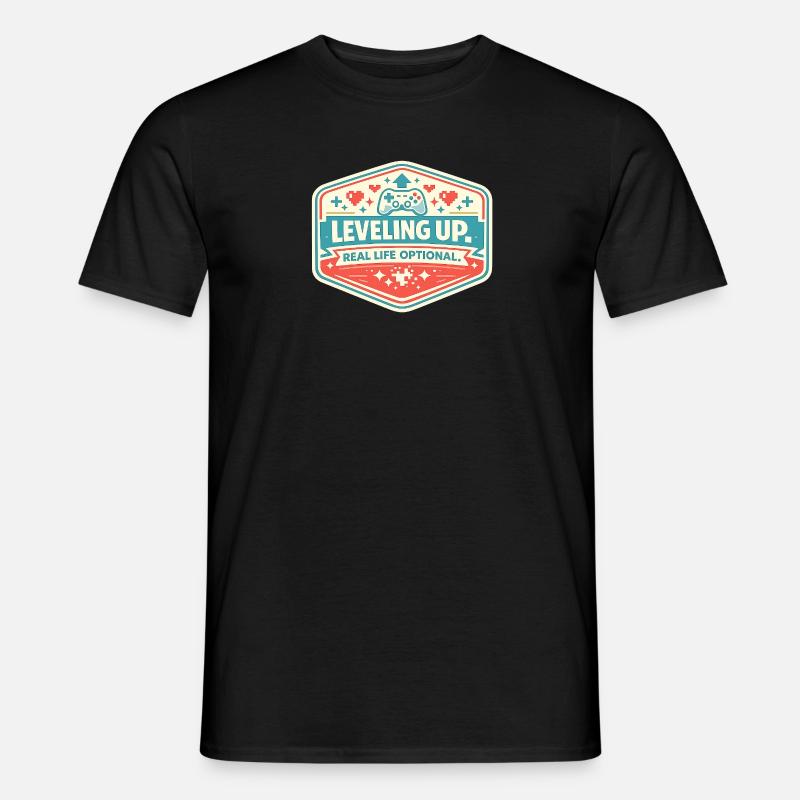 Level Up – Real Life Optional - Männer T-Shirt - Schwarz