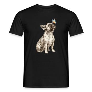 Bouledogue français pour le papillon amoureux des chiens - T-shirt homme - noir - Devant - AI Model Male 178 light (178cm)