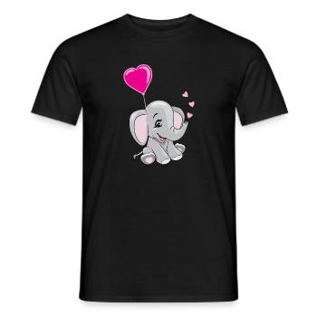 Karikatur lächelnder Elefant, der einen Ballon hält - Männer T-Shirt - Schwarz - Vorne - AI Model Male 178 light (178cm)