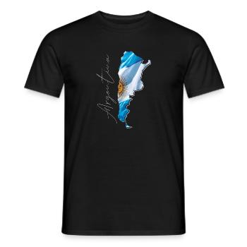 Argentinien Flagge in der Argentinien Landkarte EN - Männer T-Shirt - Schwarz - Vorne - AI Model Male 178 light (178cm)