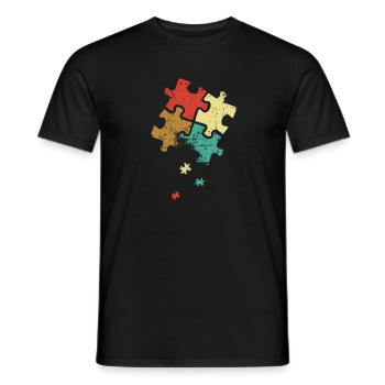 Autismus Retro Color Puzzle - Männer T-Shirt - Schwarz - Vorne - AI Model Male 178 light (178cm)