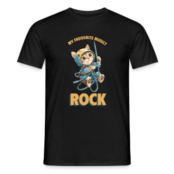 My favourite music? Rock Klettern Süße Katze - Männer T-Shirt - Schwarz - Vorne - AI Model Male 178 light (178cm)