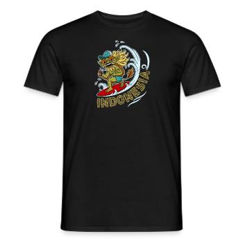Indonésie Planche de Surf D’été Bali Barong Wave - T-shirt homme - noir - Devant - AI Model Male 178 light (178cm)