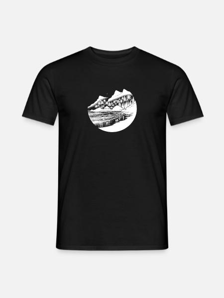 Tropischer Strand und Meer mit Palmen und Bergen - Männer T-Shirt - Schwarz