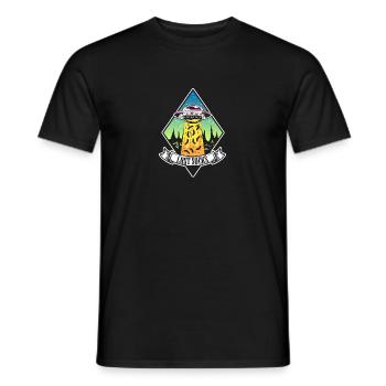 Funny UFO Alien Kidnapping Lost Socks - Men's T-Shirt - black - Front - AI Model Male 178 light (178cm)