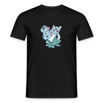 Kawaii Pastel Goth Creepy Cute 3 Headed Cat - Men's T-Shirt - black - Front - AI Model Male 178 light (178cm)