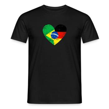 Brazil Germany Heart - Men's T-Shirt - black - Front - AI Model Male 178 light (178cm)