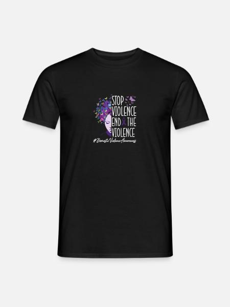 Stop à la violence en | Sensibilisation à la violence domestique - T-shirt homme - noir
