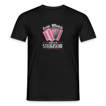 Echte Mädels spielen Steirische Harmonika Quetschn - Männer T-Shirt - Schwarz - Vorne - AI Model Male 178 light (178cm)