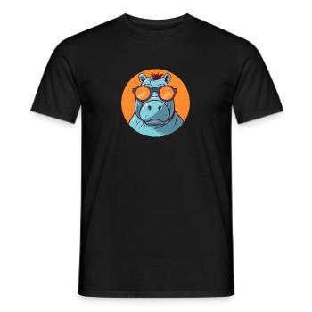 Nilpferd mit Sonnenbrille, Nilpferd, Wasserpferd - Männer T-Shirt - Schwarz - Vorne - AI Model Male 178 light (178cm)