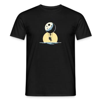 Astronaut fliegt an einem Ballon, Mond - Männer T-Shirt - Schwarz - Vorne - AI Model Male 178 light (178cm)