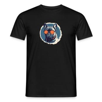 Französische Bulldogge Sonnenbrille - Männer T-Shirt - Schwarz - Vorne - AI Model Male 178 light (178cm)