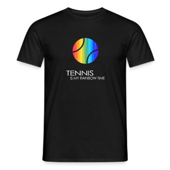 Balle de match de tennis Balle de tennis « arc-en-ciel-tennis-temps » - T-shirt homme - noir - Devant - AI Model Male 178 light (178cm)