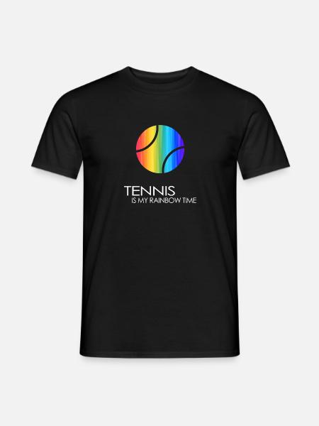 Tennis Match Ball Tennis Ball "Rainbow-Tennis-Time" - Men's T-Shirt - black