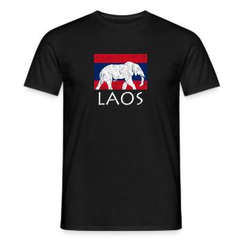 Laos Lao Drapeau Laotien éléphant Lao I cadeau - T-shirt homme - noir - Devant - AI Model Male 178 light (178cm)