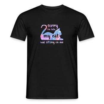 Tut mir leid, dass ich zu spät komme, meine Katze saß auf mir - Männer T-Shirt - Schwarz - Vorne - AI Model Male 178 light (178cm)