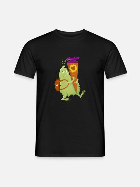 Monster mit Schultüte - Männer T-Shirt - Schwarz