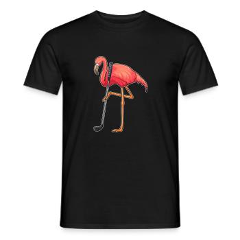 Flamant rose au golf avec le t-shirt du club de golf - T-shirt homme - noir - Devant - AI Model Male 178 light (178cm)