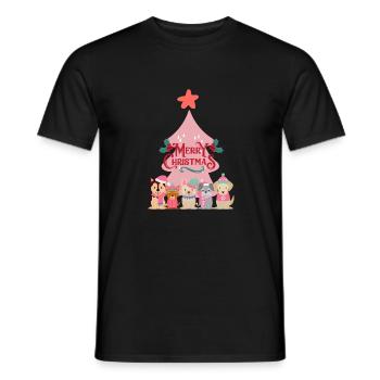 Pink Doggy Christmas - Men's T-Shirt - black - Front - AI Model Male 178 light (178cm)