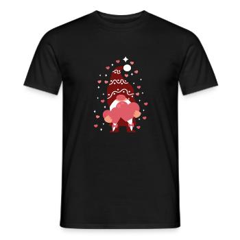 Lustiger Gnom hängt ein rotes Herz Valentinstag 2024 - Männer T-Shirt - Schwarz - Vorne - AI Model Male 178 light (178cm)