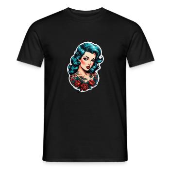 Rockabilly / Pin-up / Années 50 - T-shirt homme - noir - Devant - AI Model Male 178 light (178cm)