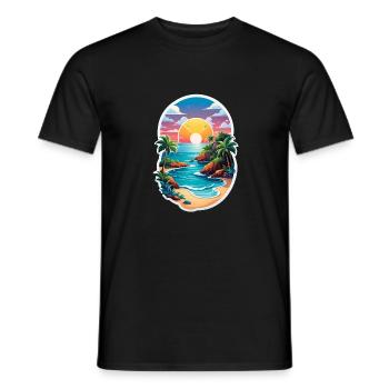 plage vacances soleil mer - T-shirt homme - noir - Devant - AI Model Male 178 light (178cm)