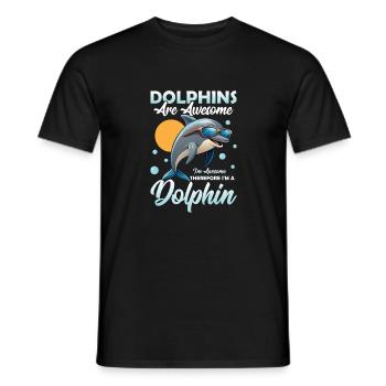 Dolphins Are Awesome Marine Biology Beach Vacation - Men's T-Shirt - black - Front - AI Model Male 178 light (178cm)