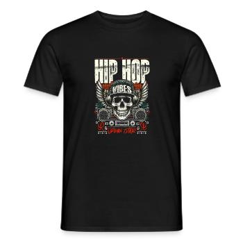Vintage Skull & Recording Console Hip Hop Vibes - Men's T-Shirt - black - Front - AI Model Male 178 light (178cm)