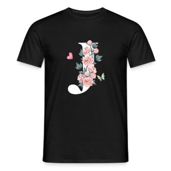 Letter j Pink Flowers - Men's T-Shirt - black - Front - AI Model Male 178 light (178cm)