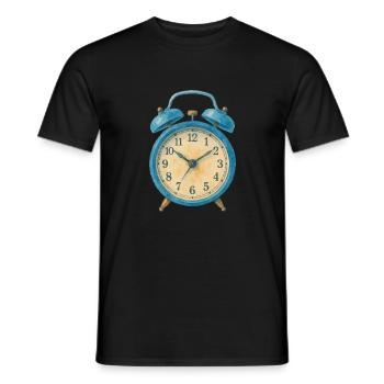 wecker uhr aquarell - Männer T-Shirt - Schwarz - Vorne - AI Model Male 178 light (178cm)
