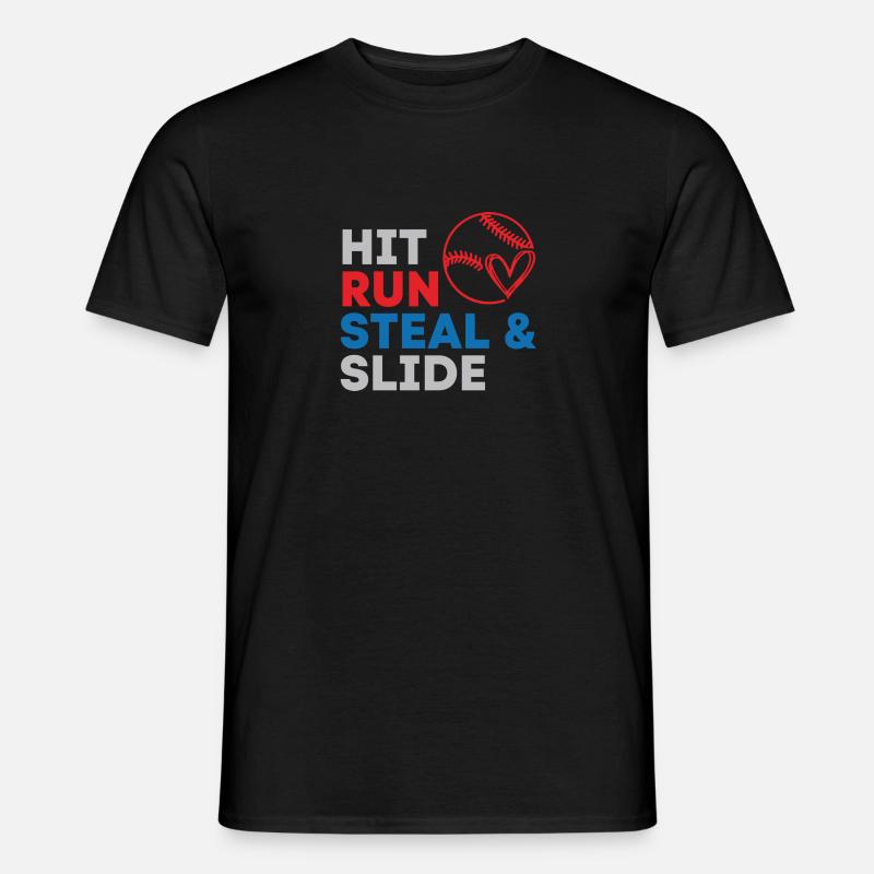 hit run baseball - Männer T-Shirt - Schwarz