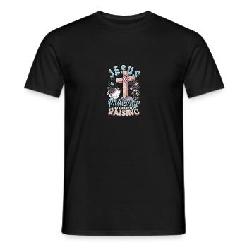 Jésus faisant l’éloge du poulet élevant la foi - T-shirt homme - noir - Devant - AI Model Male 178 light (178cm)