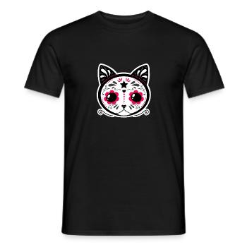 Katze Sugar Skull Dias de muerte - Männer T-Shirt - Schwarz - Vorne - AI Model Male 178 light (178cm)