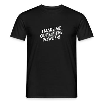 Out of the powder! - Denglish sayings Denglish - Men's T-Shirt - black - Front - AI Model Male 178 light (178cm)