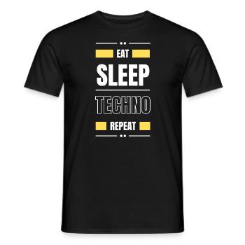 manger dormir techno répéter l’idée cadeau fête en disant - T-shirt homme - noir - Devant - AI Model Male 178 light (178cm)