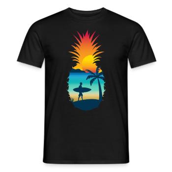 Pineapple Beach Surfer Summer Holiday Motif - Men's T-Shirt - black - Front - AI Model Male 178 light (178cm)